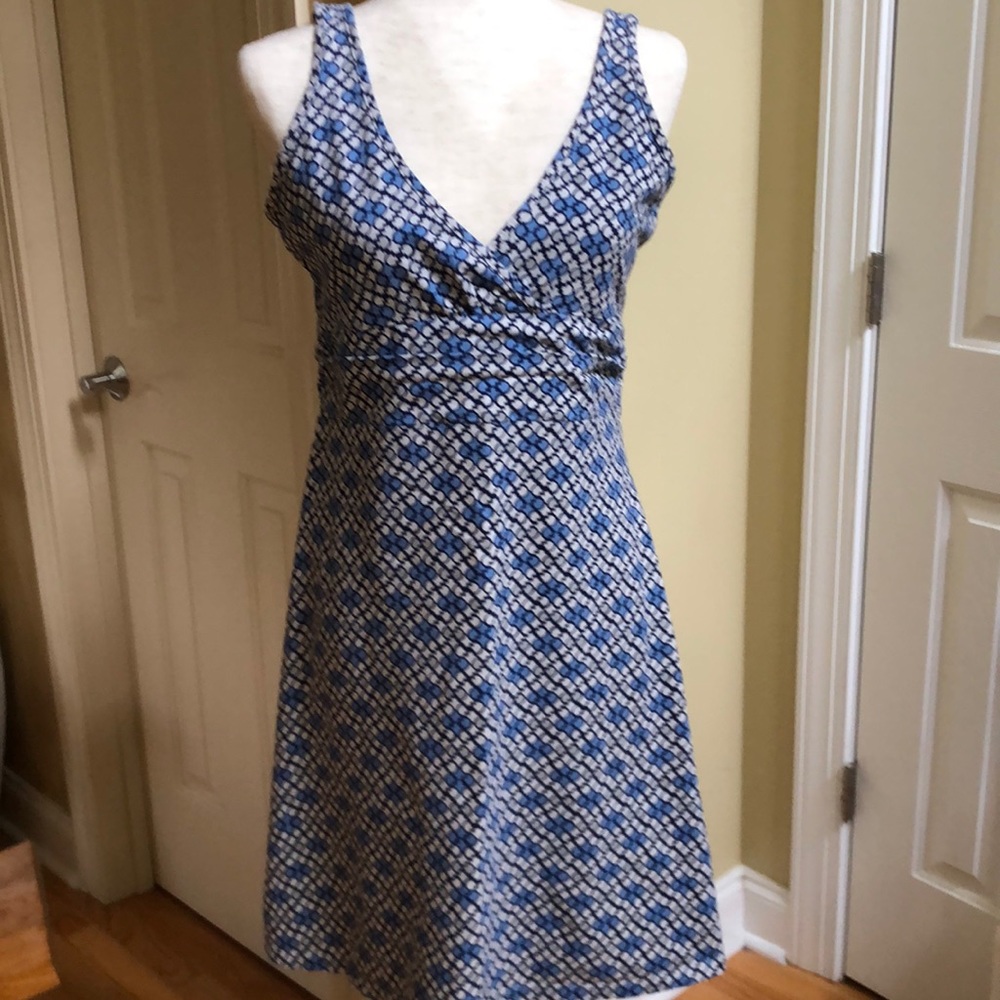 Blue Patterned Sleeveless Dress